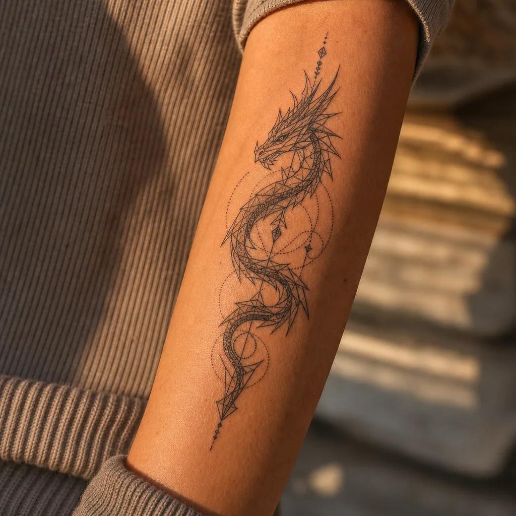 idée tatouage dragon dragon géométrique moderne
