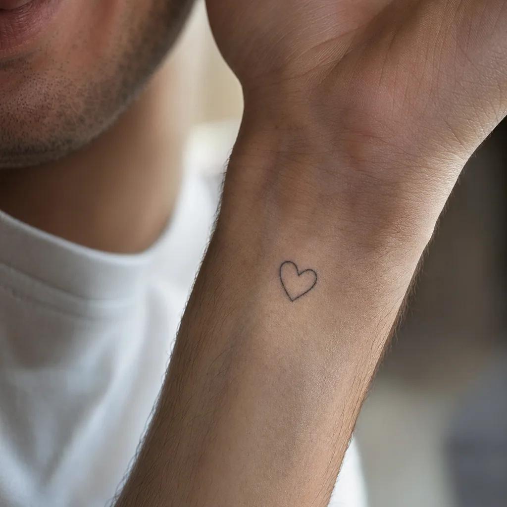 einfaches tattoo-tattoo minimalistisches herz, Foto auf echter Haut