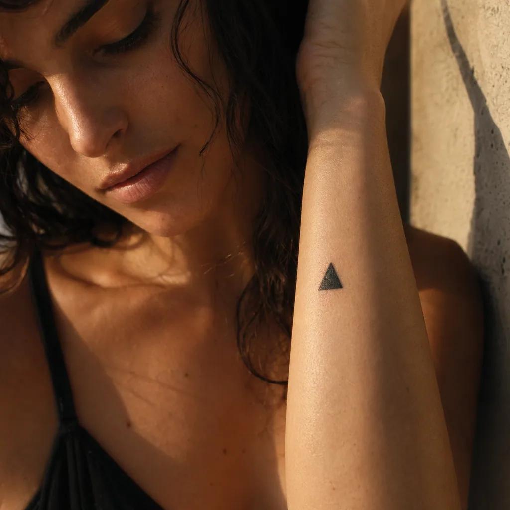 einfaches tattoo-tattoo dreieck in blackwork, Foto auf echter Haut