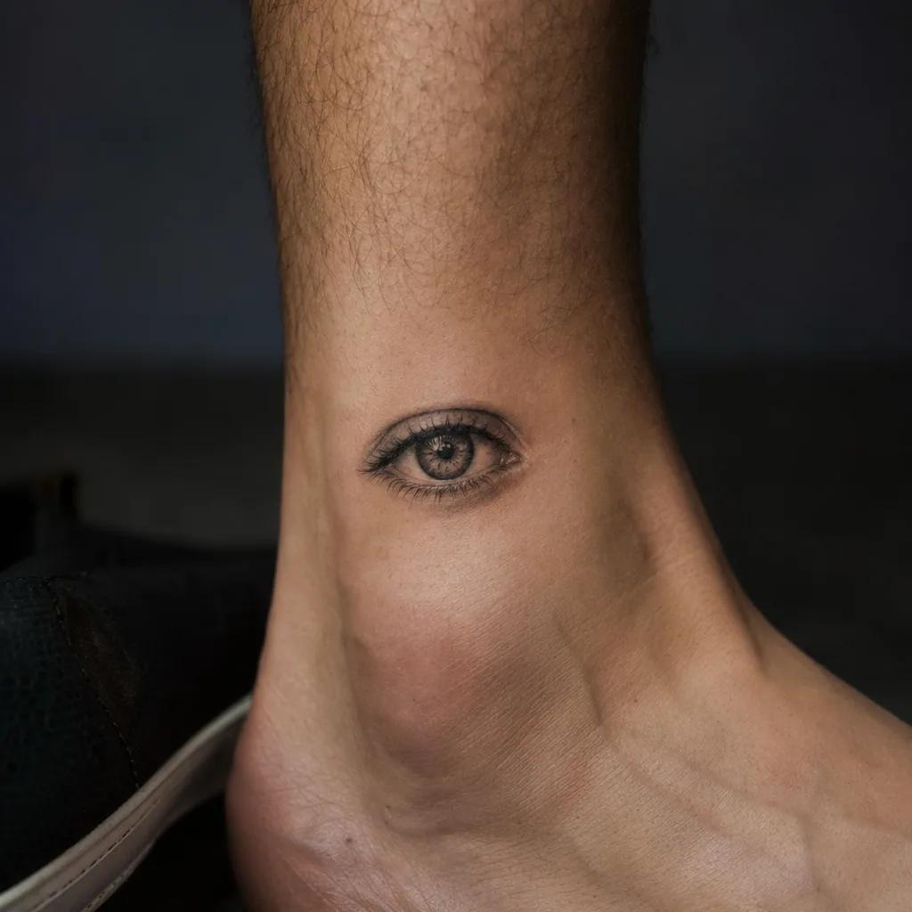 einfaches tattoo-tattoo kleines auge, echt, Foto auf echter Haut