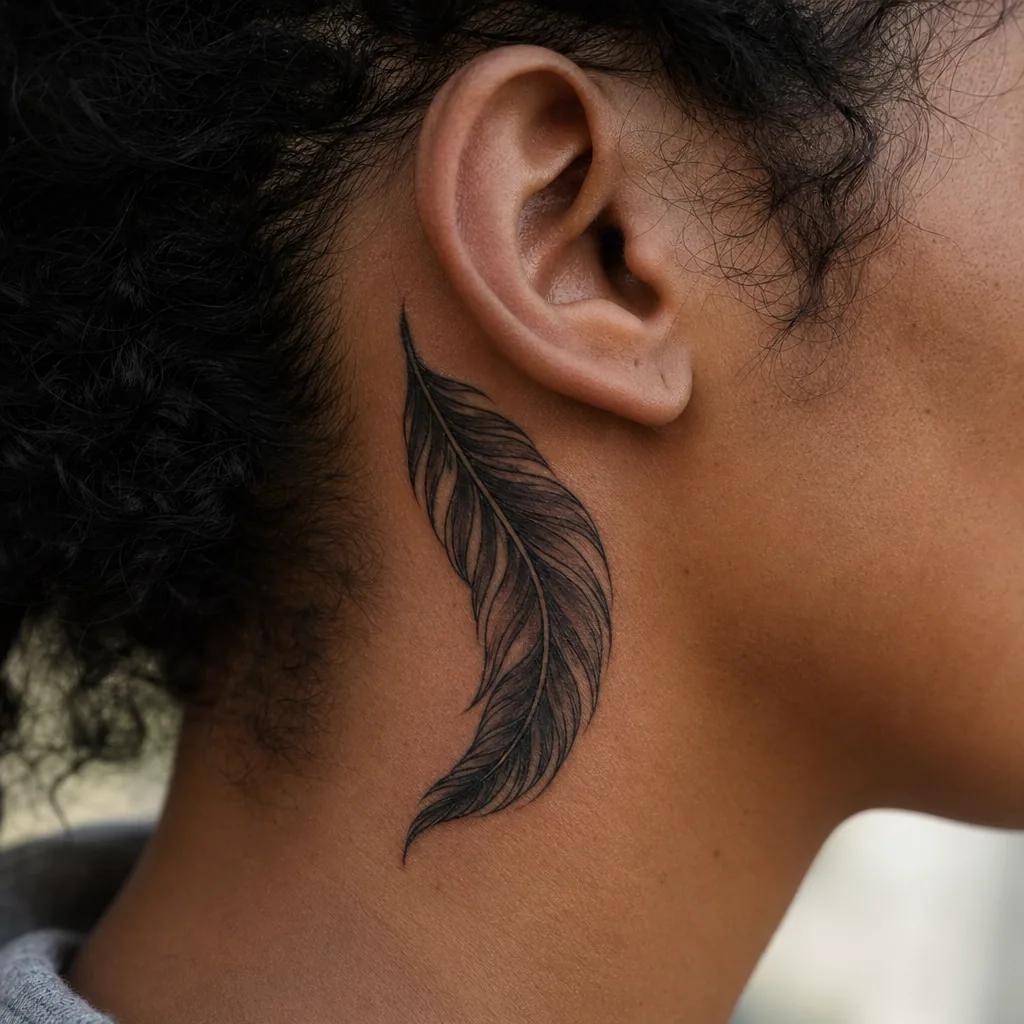 einfaches tattoo-tattoo feder im neo-traditional, Foto auf echter Haut