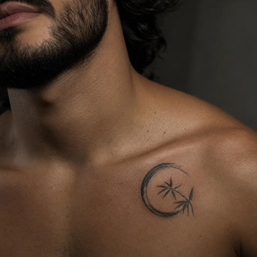 einfaches tattoo-tattoo zen-symbol aus japan, Foto auf echter Haut