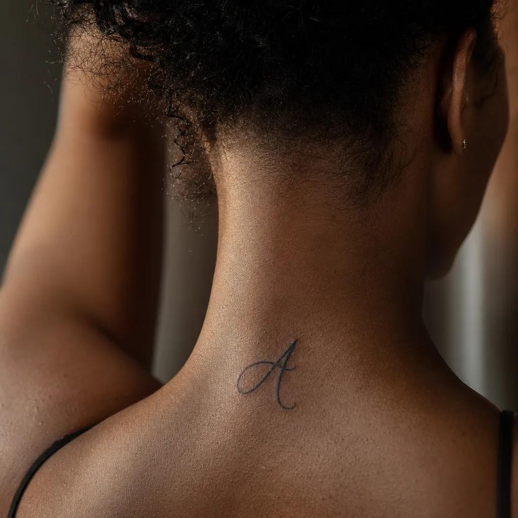 einfaches tattoo-tattoo schlichter initialen-schriftzug, Foto auf echter Haut