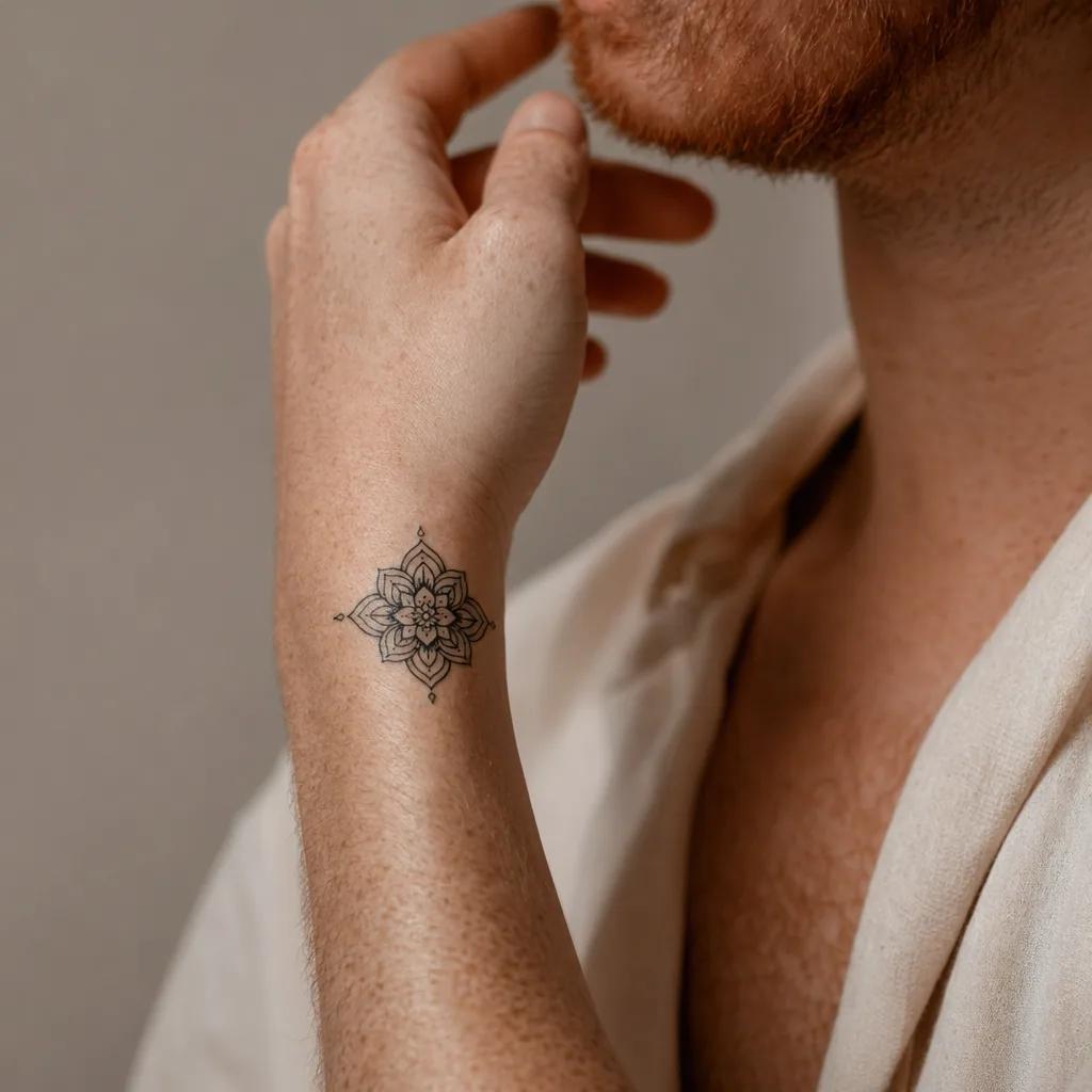 einfaches tattoo-tattoo kleines mandala, Foto auf echter Haut