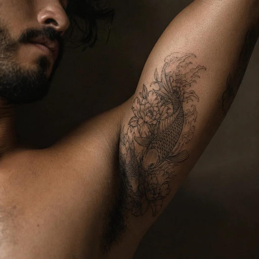 idée tatouage famille homme carpe koï famille