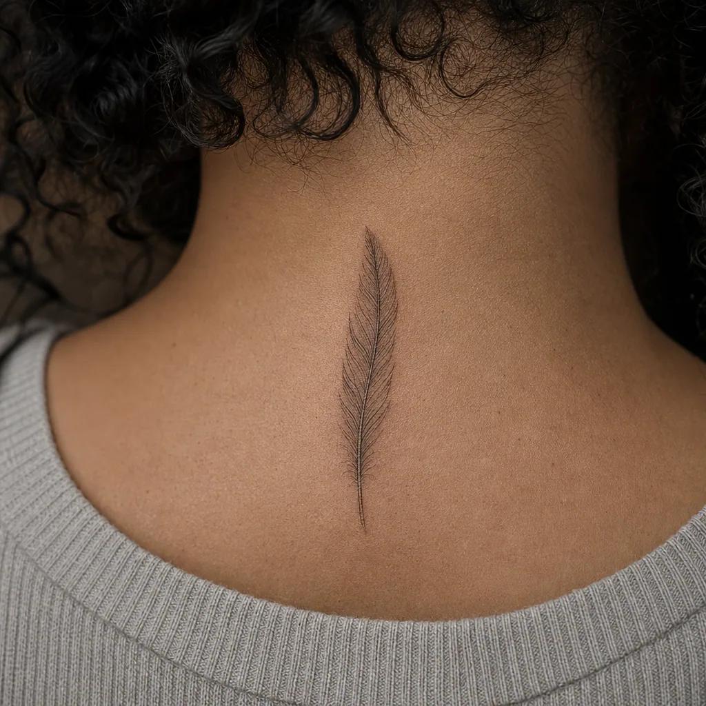 feder-tattoo zarte fineline-feder