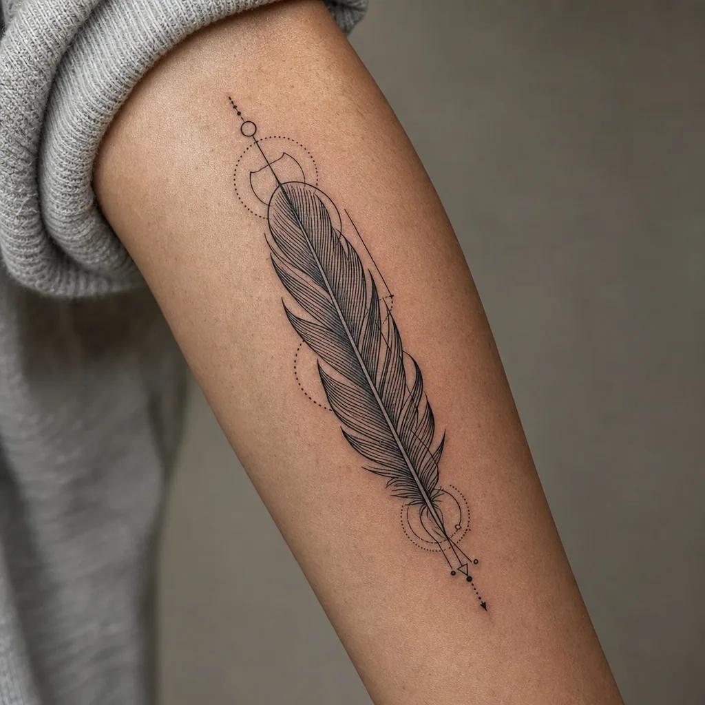 feder-tattoo geometrische feder