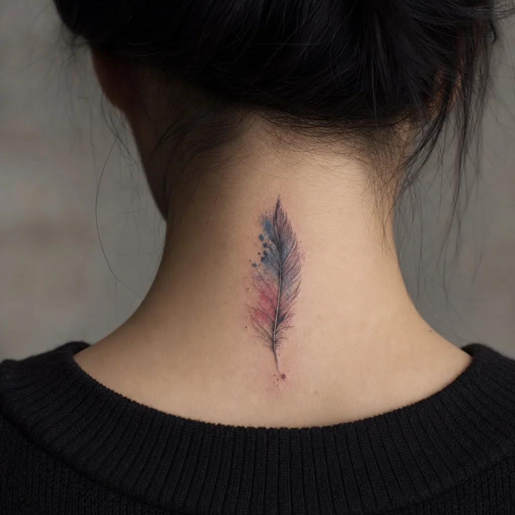 feder-tattoo sanfte watercolor-feder