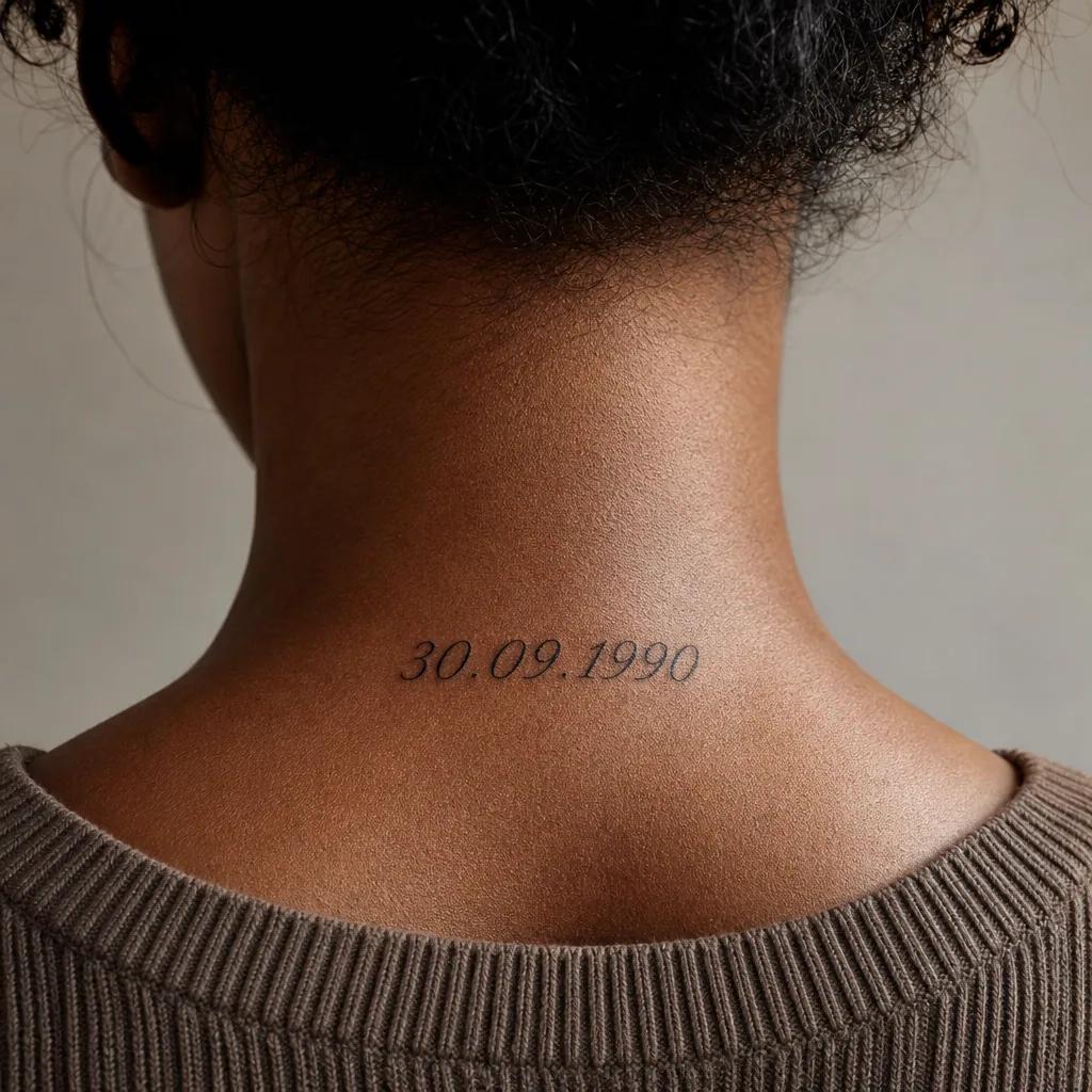 geburtsdatum-tattoo handschrift "mein kind", Foto auf echter Haut