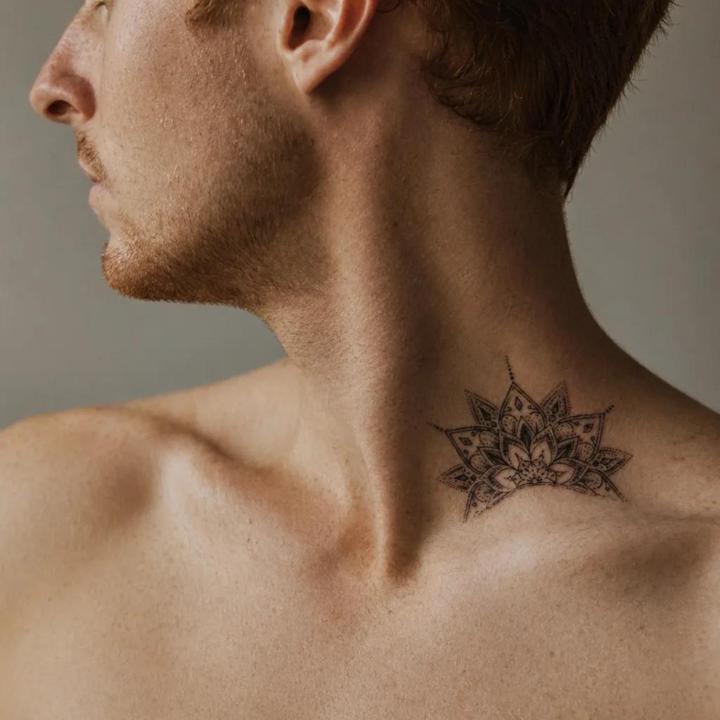 hals-tattoo mini mandala, Foto auf echter Haut