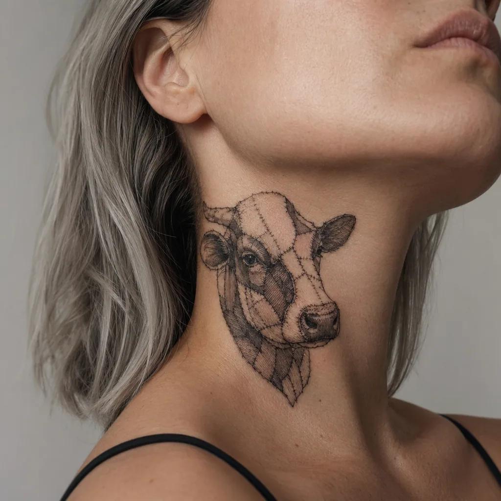 hals-tattoo hals flash patchwork, Foto auf echter Haut