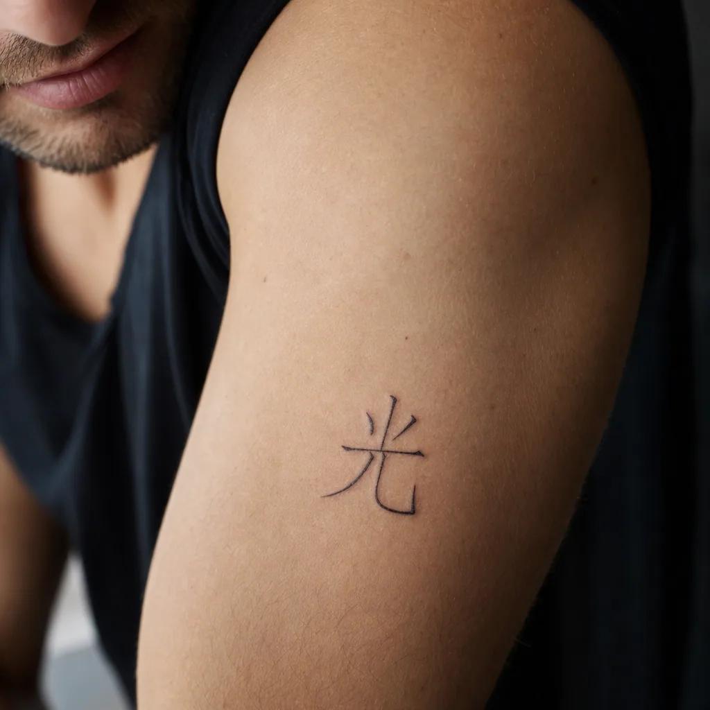 japanese-tattoo minimalistisches kanji, Foto auf echter Haut
