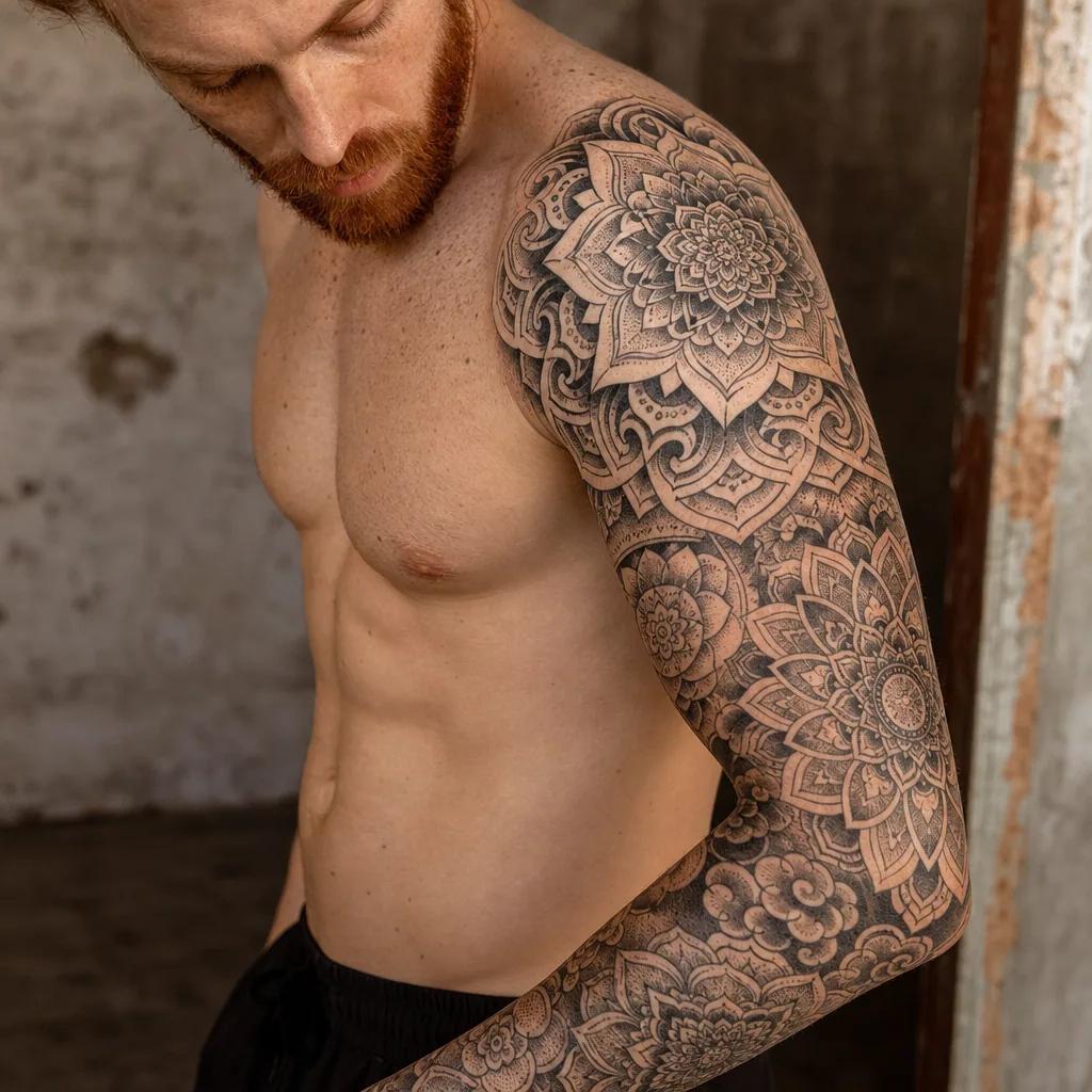 japanese-tattoo buddhistisches mandala, Foto auf echter Haut