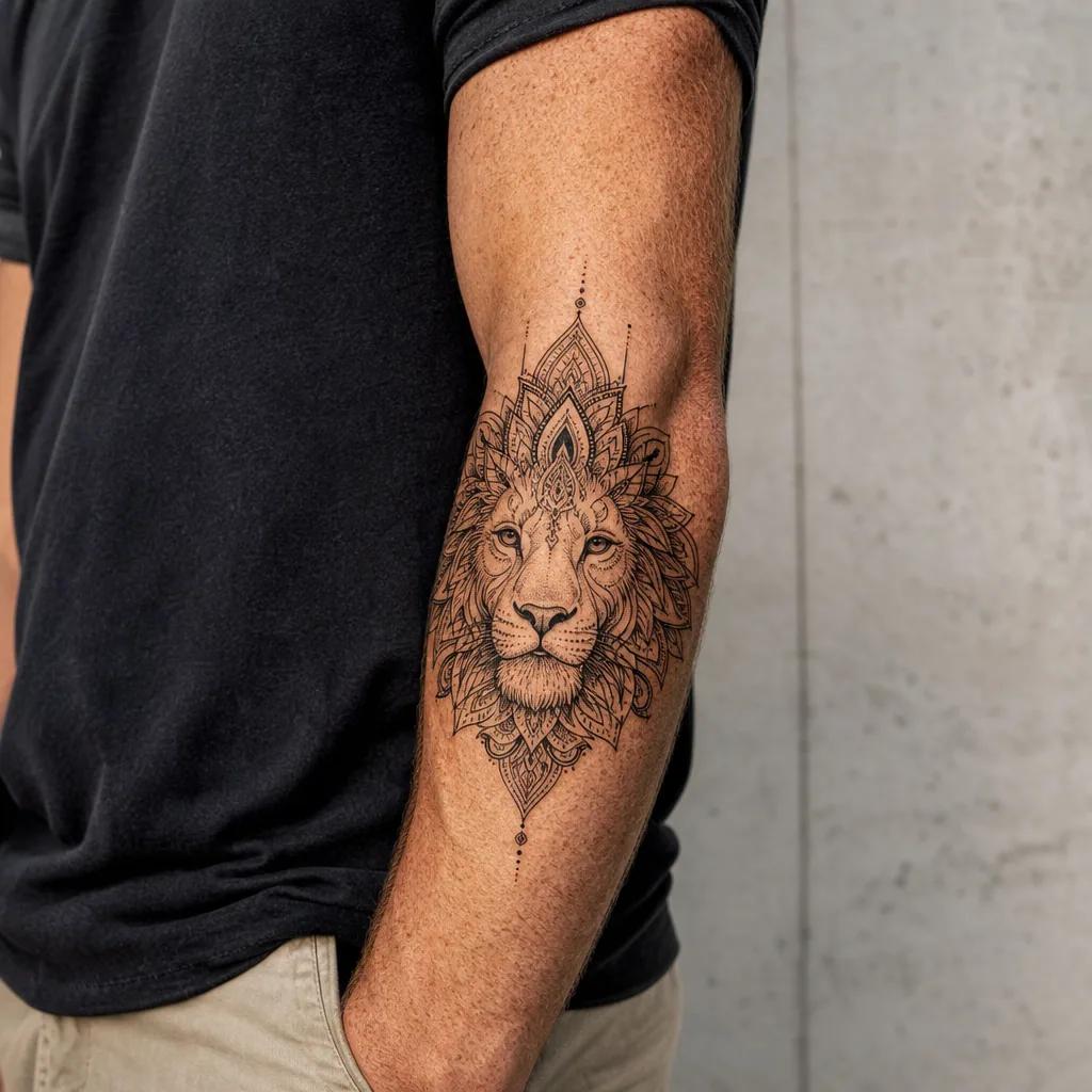 idée tatouage lion mandala lion ornemental