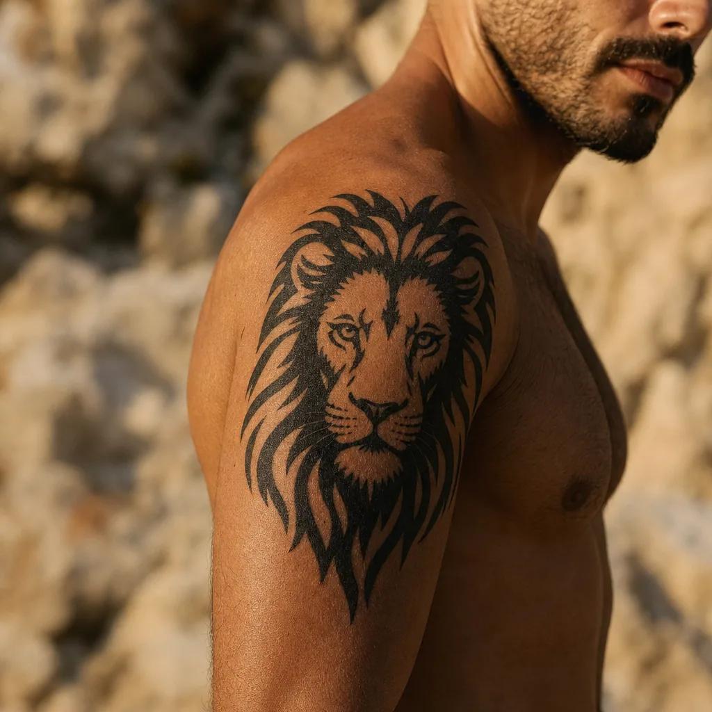 löwe-tattoo blackwork löwenkopf