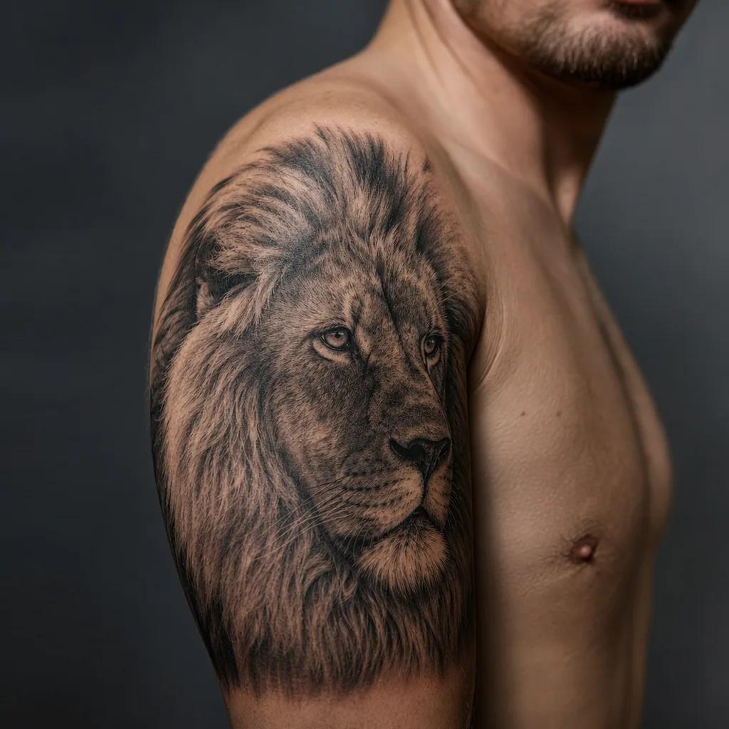 löwe-tattoo realistisches löwen-portrait