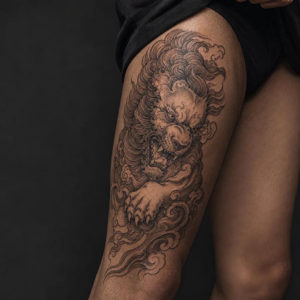löwe-tattoo japanischer löwe irezumi