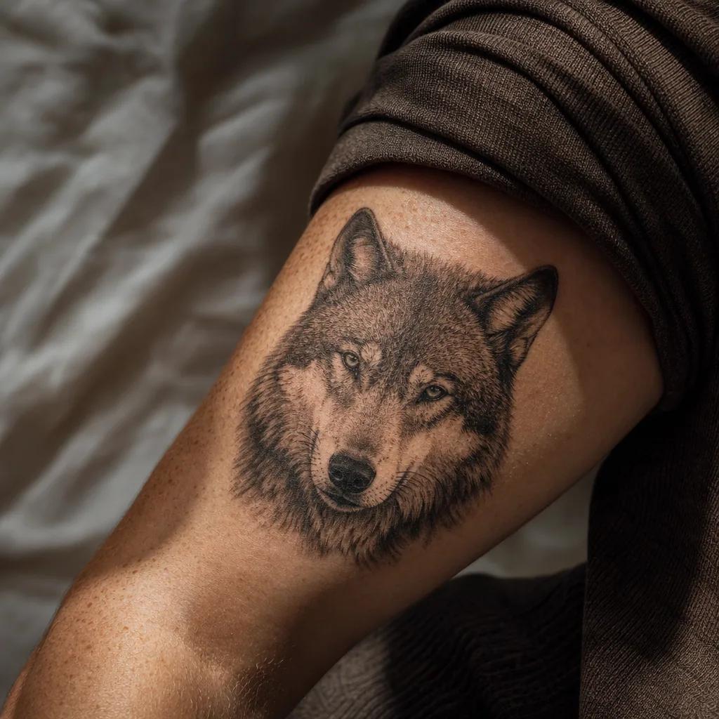 idée tatouage loup loup realiste portrait