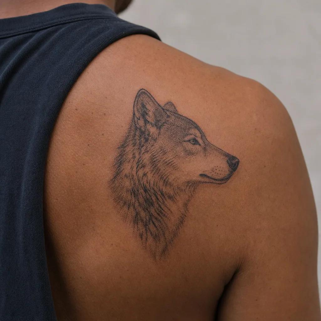 idée tatouage loup loup dotwork stippling