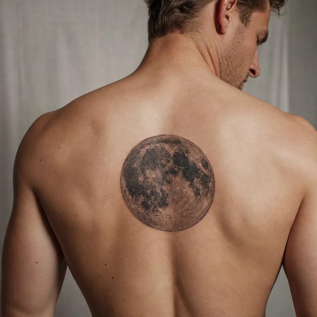idée tatouage lune pleine lune realiste crateres