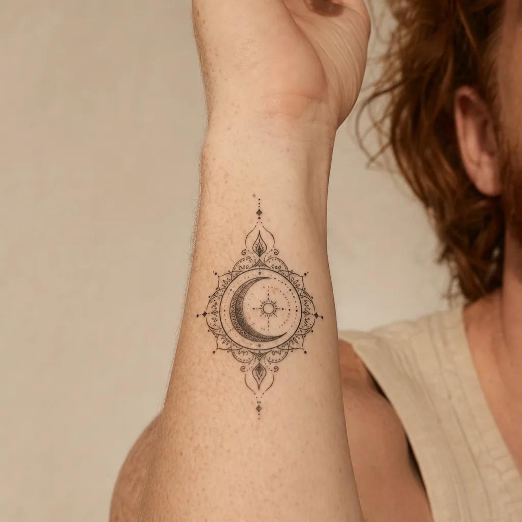 idée tatouage lune mandala lunaire ornemental