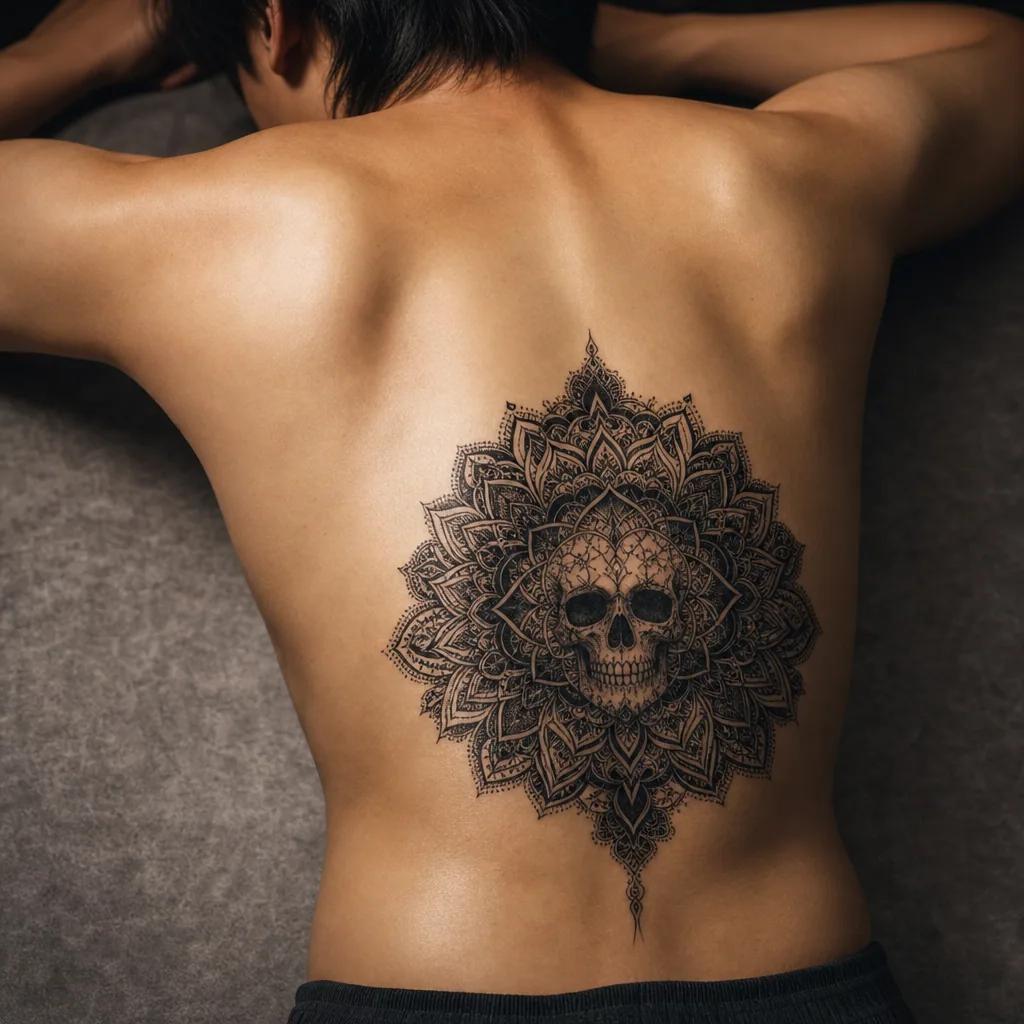 mandala-tattoo mandala mit totenkopf