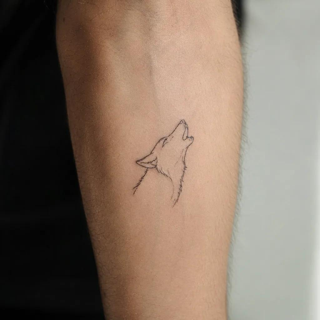 mann-tattoo minimalistischer wolf