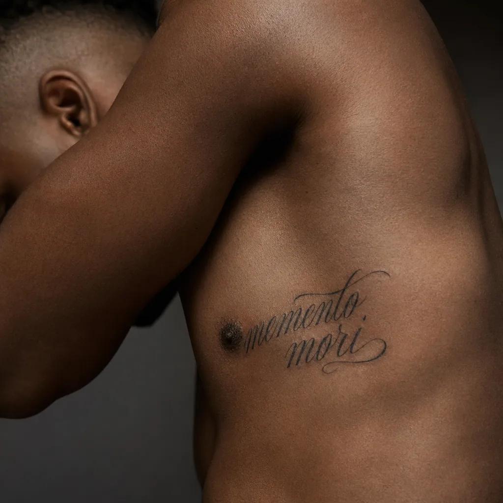 mann-tattoo memento-mori-lettering