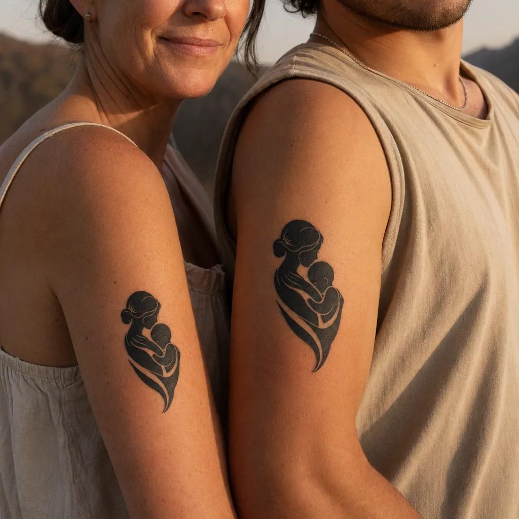 idée tatouage mère et fils mère enfant blackwork