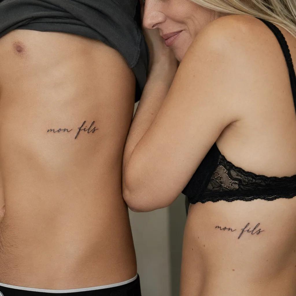 idée tatouage mère et fils lettrage mon fils pour toujours
