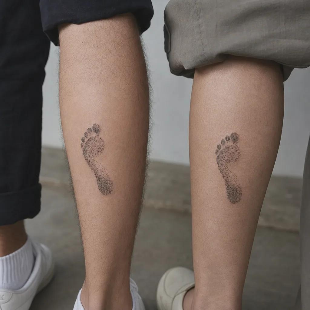 idée tatouage mère et fils empreintes dotwork