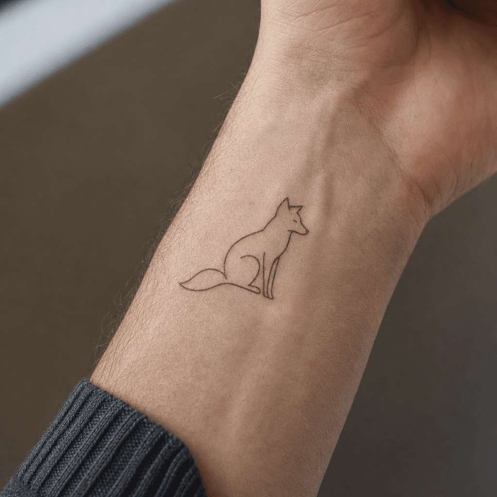 minimalistisch-tattoo minimalistisches single-line-tier, Foto auf echter Haut