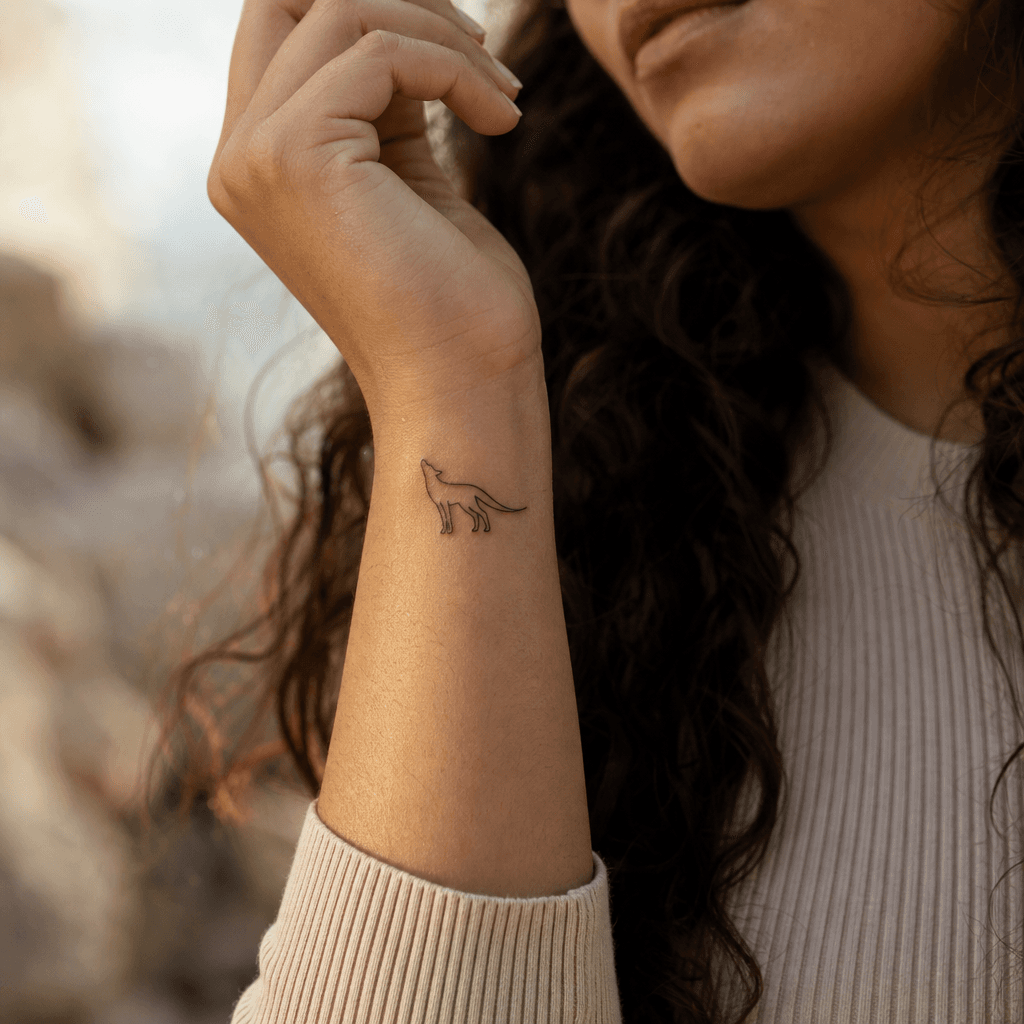 minimalistisch-tattoo minimalistisches single-line-tier, Foto auf echter Haut