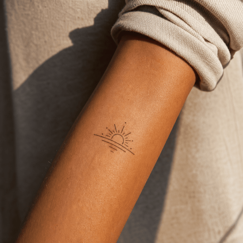 minimalistisch-tattoo minimalistisches symbol, Foto auf echter Haut