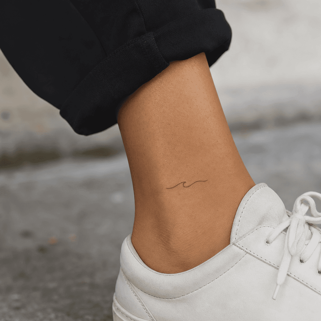 minimalistisch-tattoo minimalistisches kurzes wort, Foto auf echter Haut