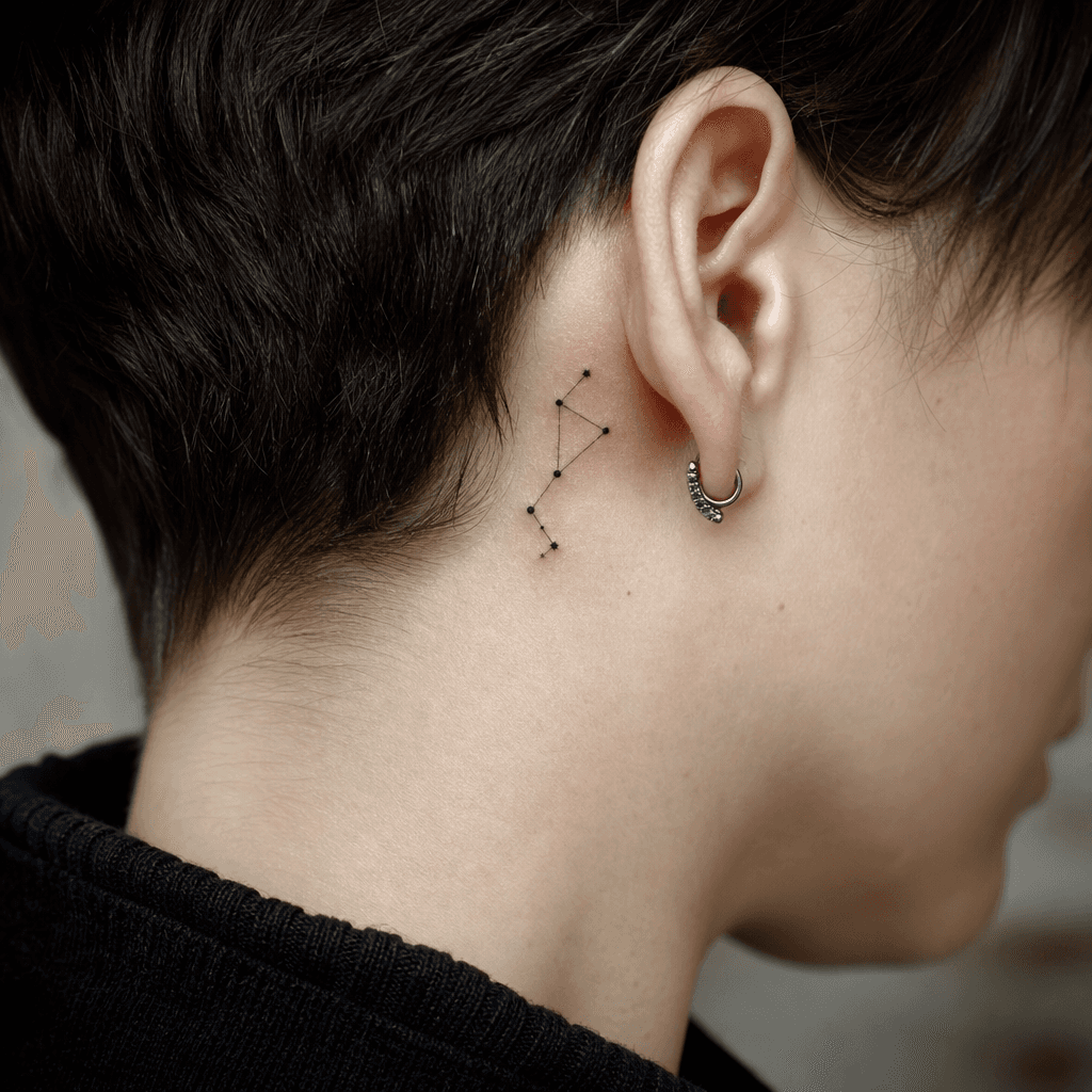 minimalistisch-tattoo minimalistisches sternbild, Foto auf echter Haut