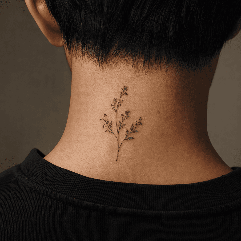 minimalistisch-tattoo minimalistische botanik, Foto auf echter Haut
