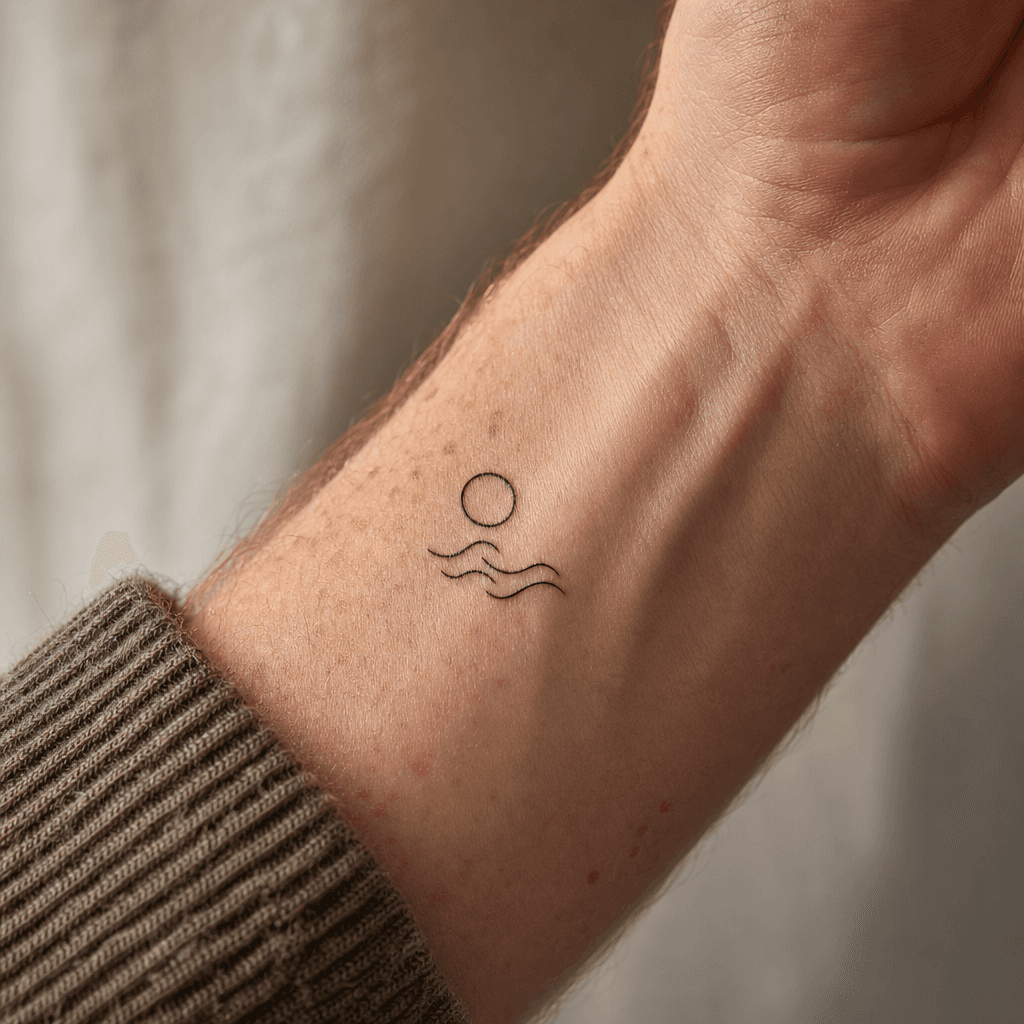 minimalistisch-tattoo minimalistisches motiv-duo, Foto auf echter Haut