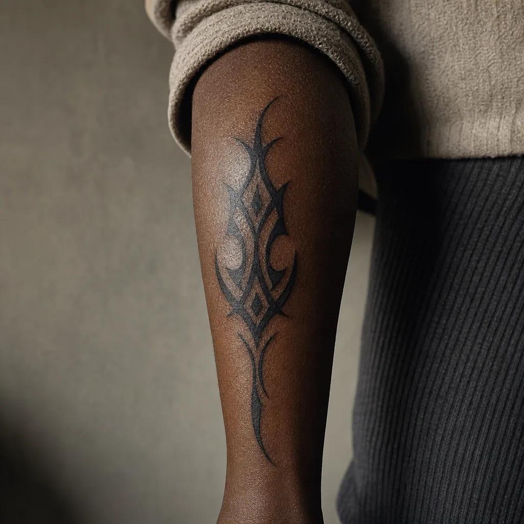 idée tatouage mollet composition tribale