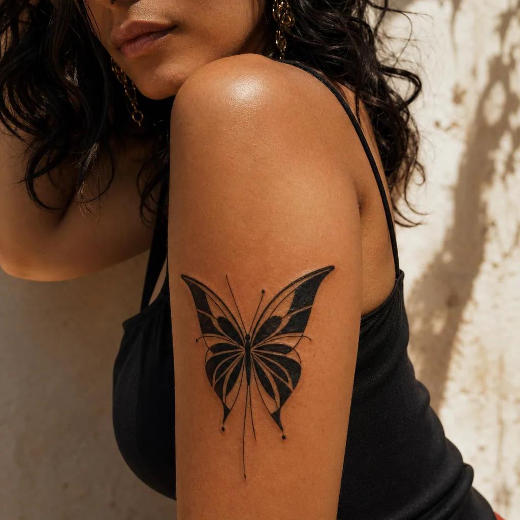idée tatouage papillon papillon blackwork ailes graphiques
