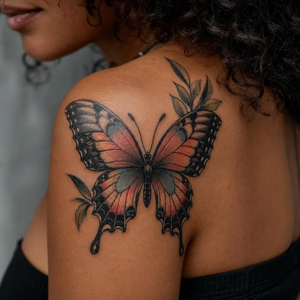 idée tatouage papillon papillon néo-traditionnel