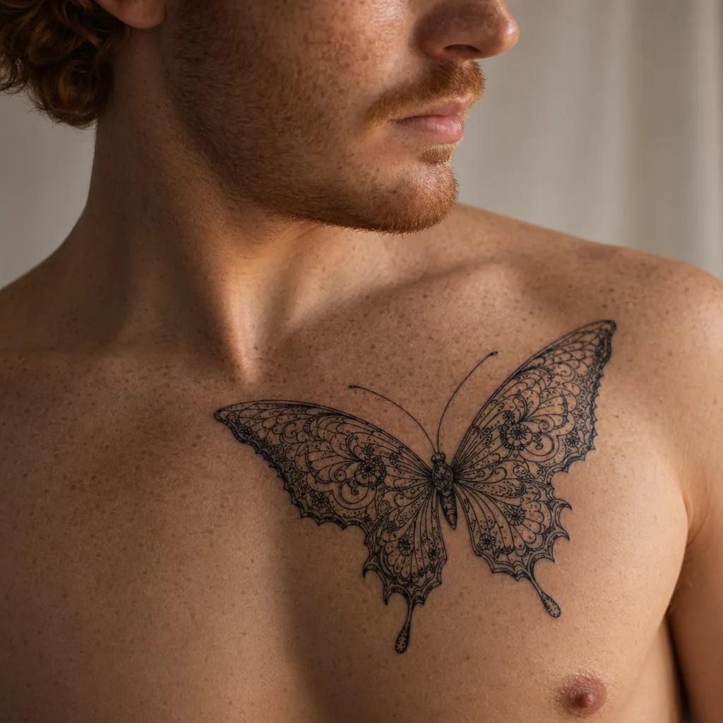 idée tatouage papillon papillon dentelle ornementale