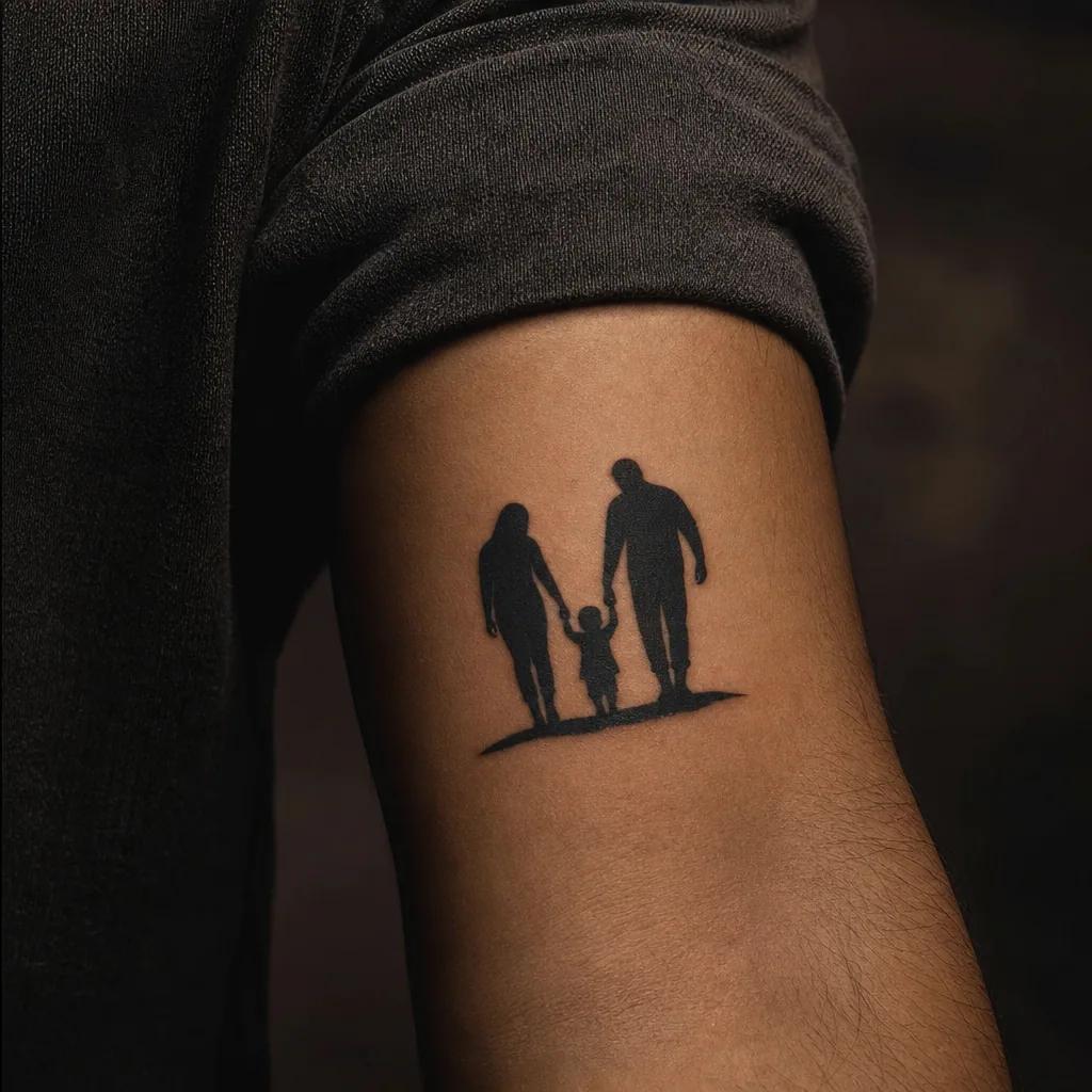 idée tatouage parents silhouettes blackwork