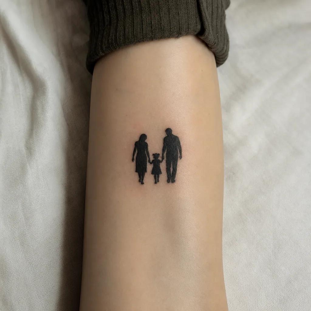 idée tatouage parents silhouettes blackwork