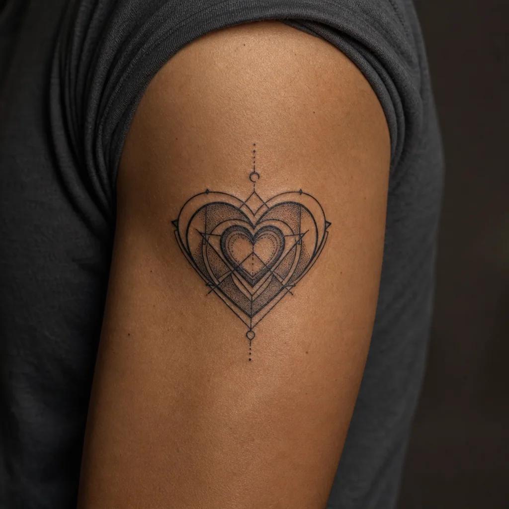 idée tatouage parents cœurs imbriqués géométriques