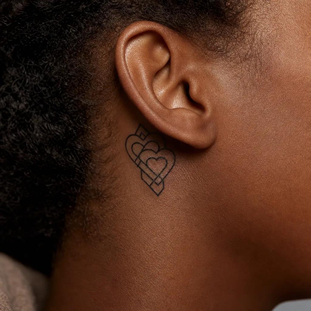 idée tatouage parents cœurs imbriqués géométriques
