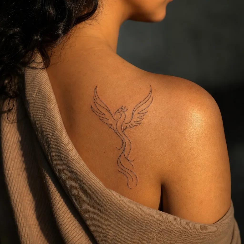 phoenix-tattoo phoenix single-line minimalistisch