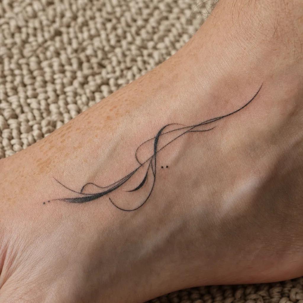 idée tatouage pied vague abstraite