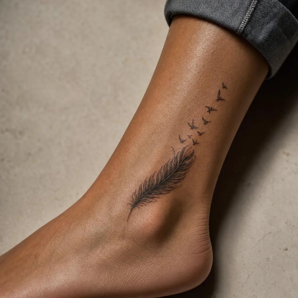 idée tatouage plume plume oiseaux envol