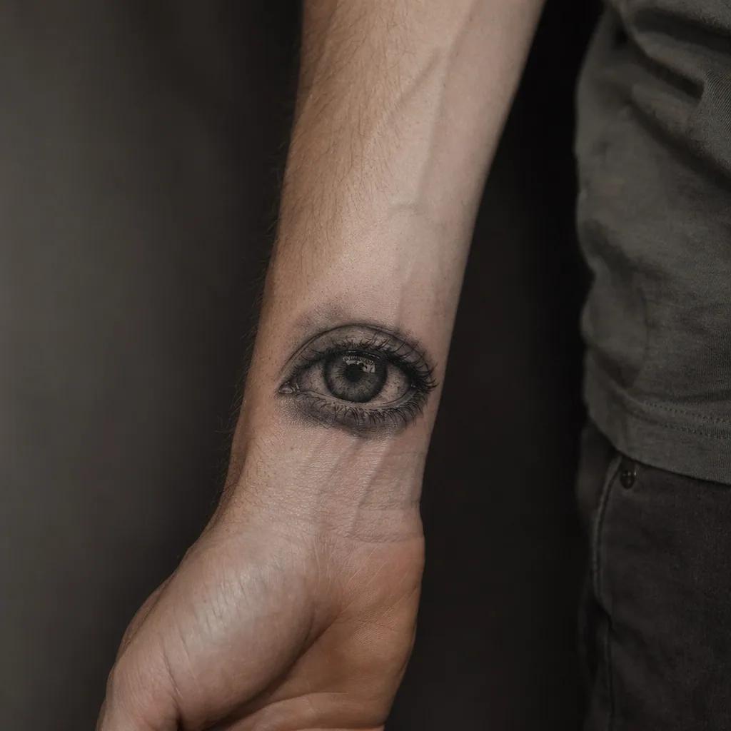 idée tatouage poignet œil réaliste